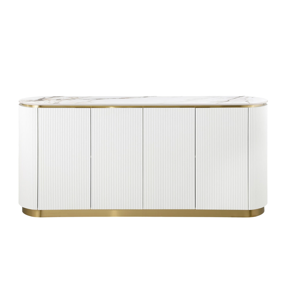 Trandell 70" Modern Glam Faux Marble Top Fully Assembled Sideboard - detail view