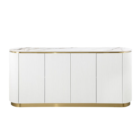 Trandell 70" Modern Glam Faux Marble Top Fully Assembled Sideboard - detail view