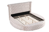 Lexi round velvet platform bed in beige