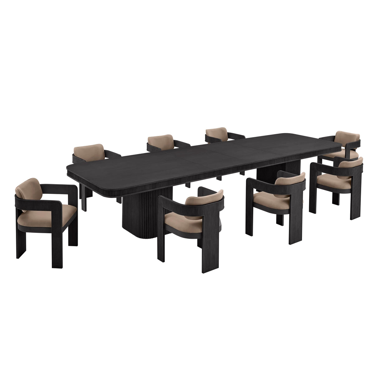 Dinsmore 160" Mid Century Modern Fluted Rectangle Dining Table - back view