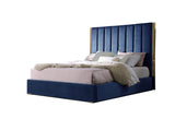Jalen Blue Velvet Queen Platform Bed