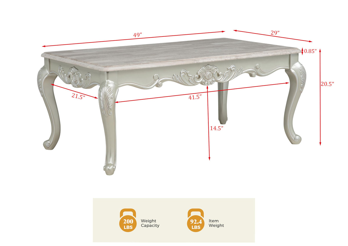 Tlerra 49" Rectangle Victorian Living Room Coffee Table - side view