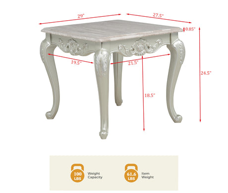 Tlerra 28" Square Victorian Classic Living Room End Table - side view