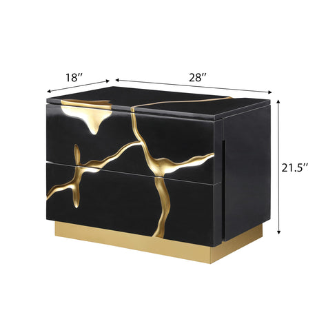 Trevello Modern Contemporary High-Gloss Lacquered Left Nightstand - close-up