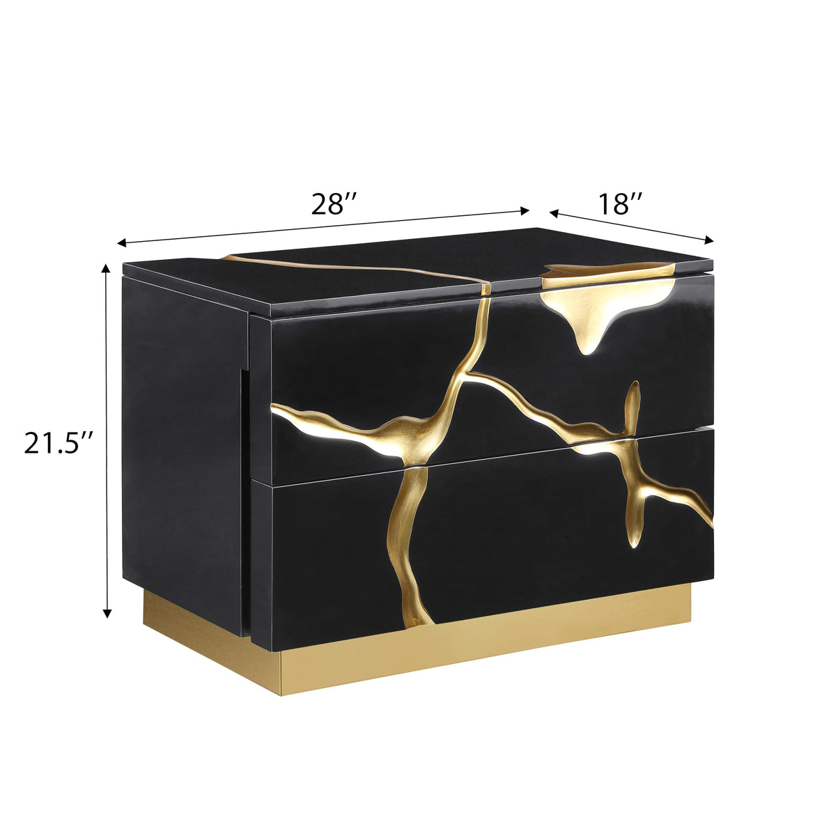 Trevello Modern Contemporary High-Gloss Lacquered Right Nightstand - side view