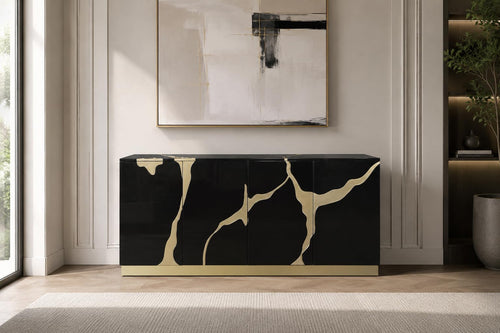 Taylor 66" High Gloss Lacquer Sideboard - Black