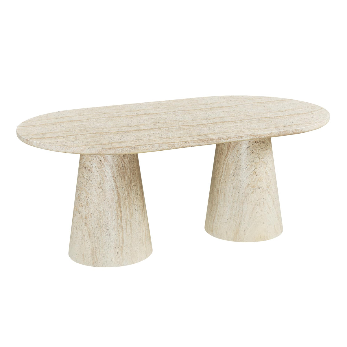 Vyn 78" Modern Oval Dining Table Concrete Tavertine Finish - detail view