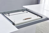Alaskan Extendable High Gloss Wood Dining Table in White/Gray - back view