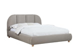 Ctasia Queen Burlap Bed Frame with 40" Rounded Headboard, Low Profile in Light Tan