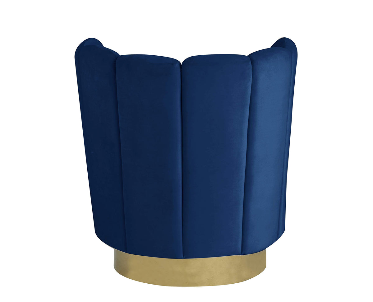 Modern Velvet New Swivel Accent Chair in Navy Blue - room setting