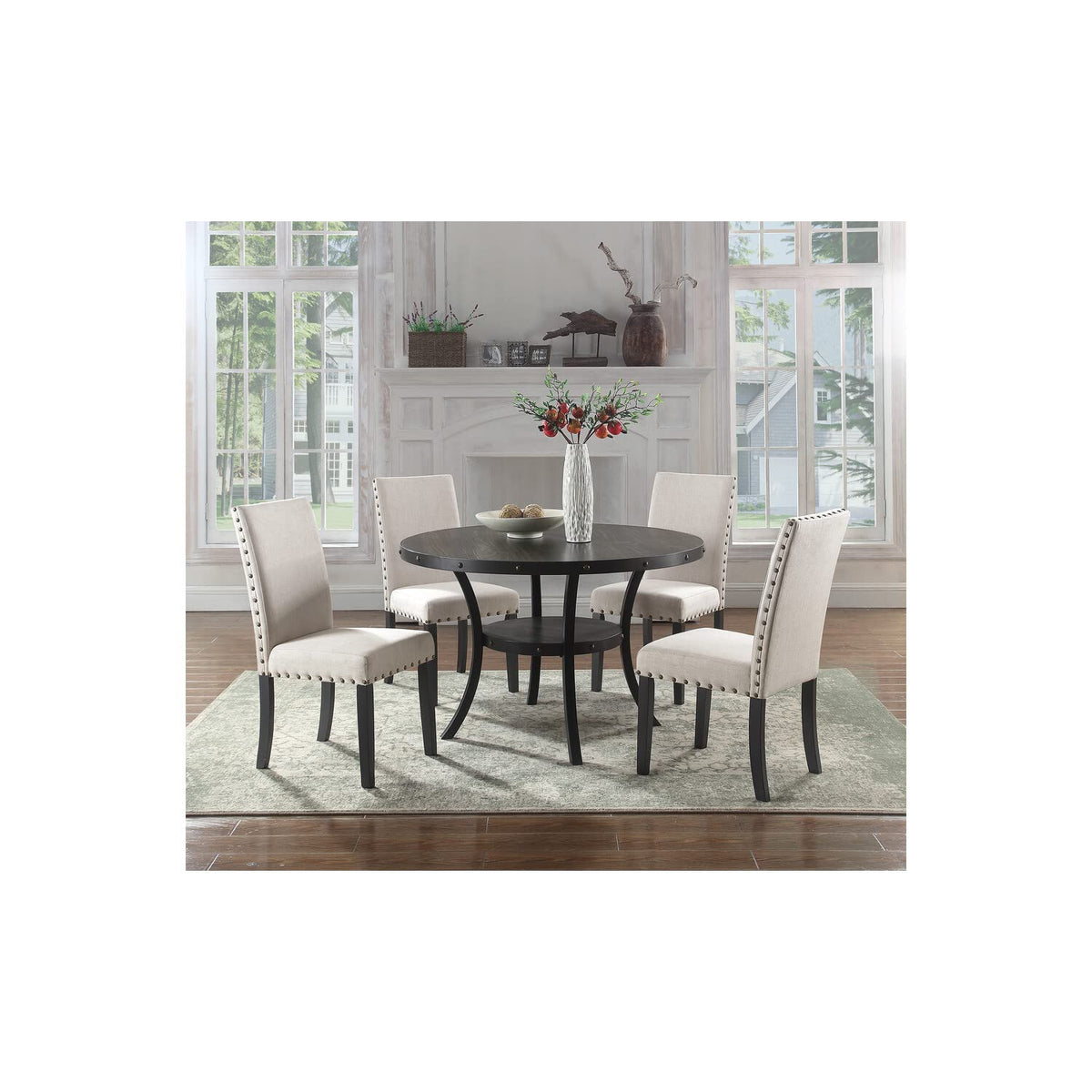 Darlington Round 5 Piece Counter Height Dining Set in Black - front view