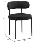 Dobby Contemporary Boucle Dining Chair with Matte Black Metal Legs - side view