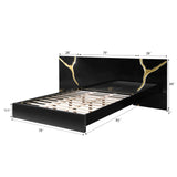 Trevello Modern Lacquered High Gloss Eastern King Bed Frame, Expansive Headboard with Optional… - side view
