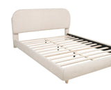 Cteris Queen Fleece Upholstered Bed Frame, Curved Side Rails and Footboard in Cream - front view