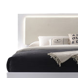Athen Modern Platform Bed with LED Headboard Lighting, California King, Faux Leather Padded… - side view