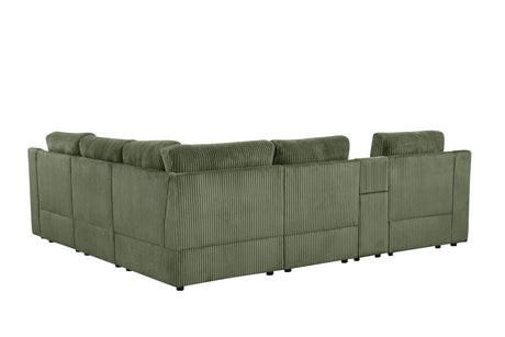 Solesse 9-Piece Contemporary Modular Sectional Sofa, Ridged 100% Polyester Upholstery in Green - angle view