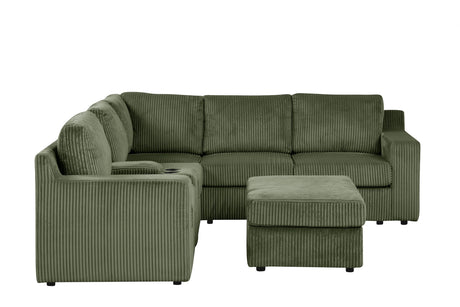 Solesse 9-Piece Contemporary Modular Sectional Sofa, Ridged 100% Polyester Upholstery in Green - detail view