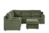 Solesse 9-Piece Contemporary Modular Sectional Sofa, Ridged 100% Polyester Upholstery in Green - detail view - Green