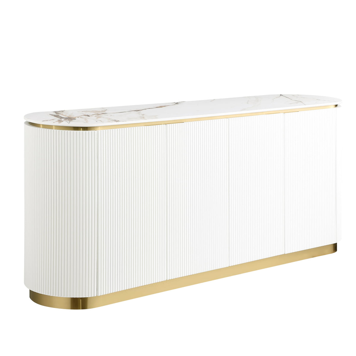 Trandell 70" Modern Glam Faux Marble Top Fully Assembled Sideboard