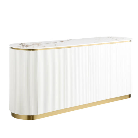 Trandell 70" Modern Glam Faux Marble Top Fully Assembled Sideboard