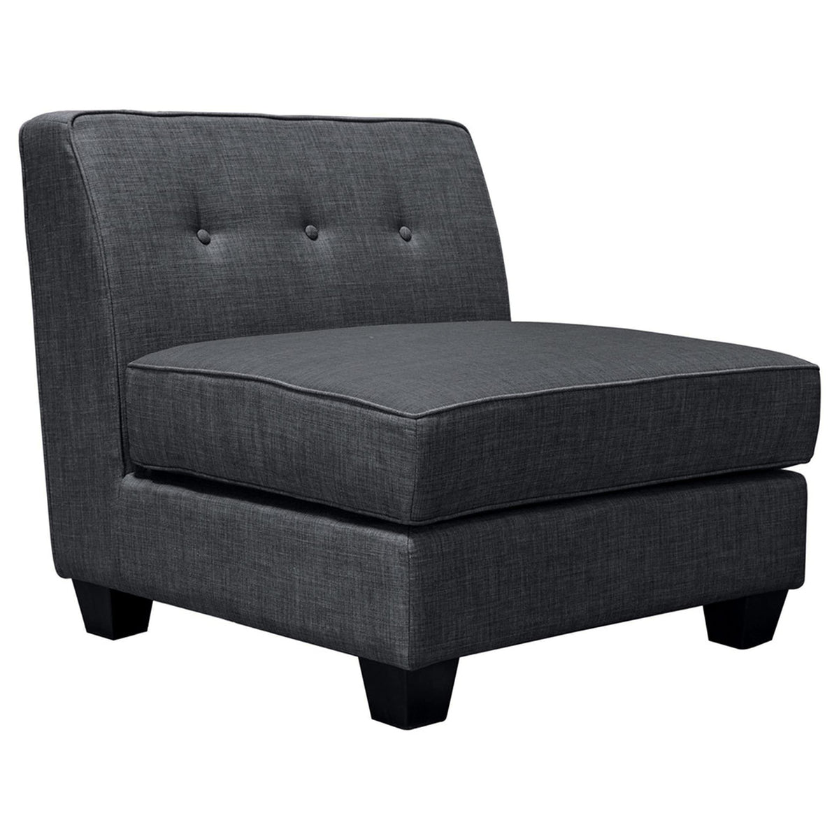 Vendome Fabric Upholstered Modular Armless Chair in Gray