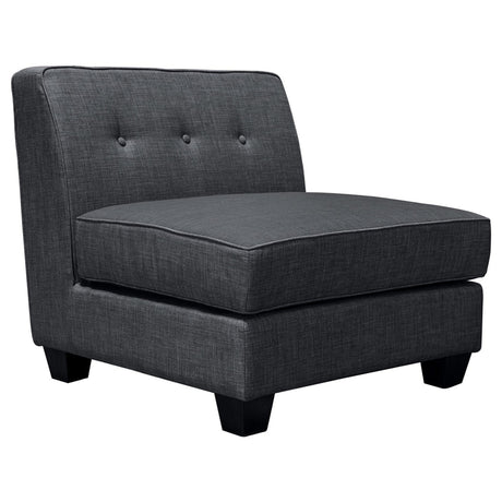 Vendome Fabric Upholstered Modular Armless Chair in Gray