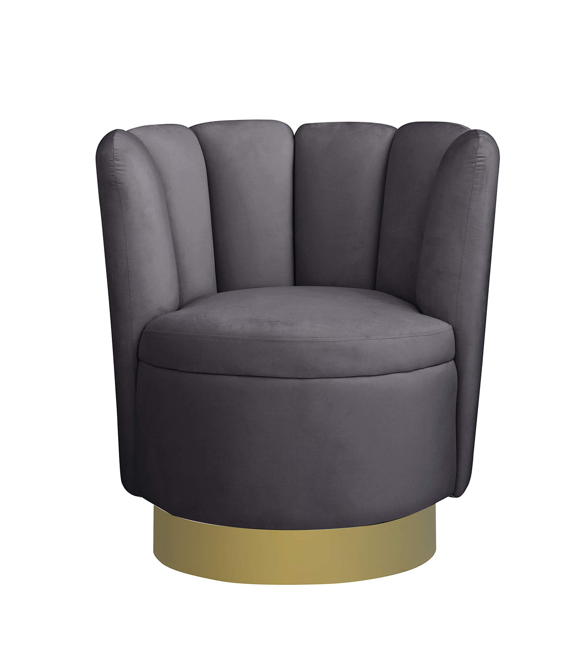 Modern Velvet New Swivel Accent Chair in Grey - detail view