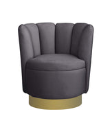 Modern Velvet New Swivel Accent Chair in Grey - detail view