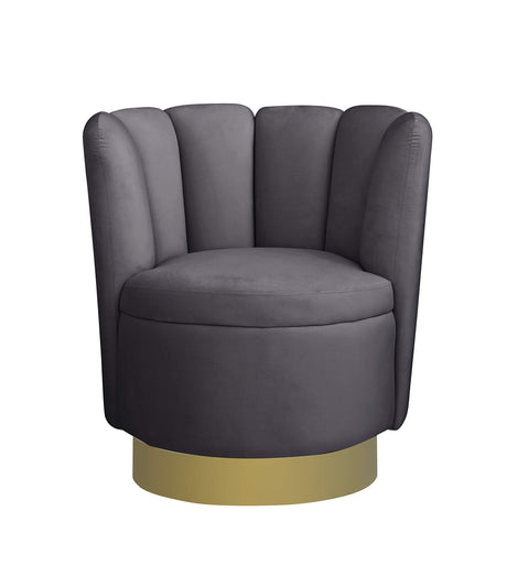 Modern Velvet New Swivel Accent Chair in Grey - detail view