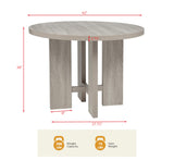 Timbria 5-Piece Round Transitional Dining Set, Kitchen or Dining Room Furniture in Oak/Grey - side view