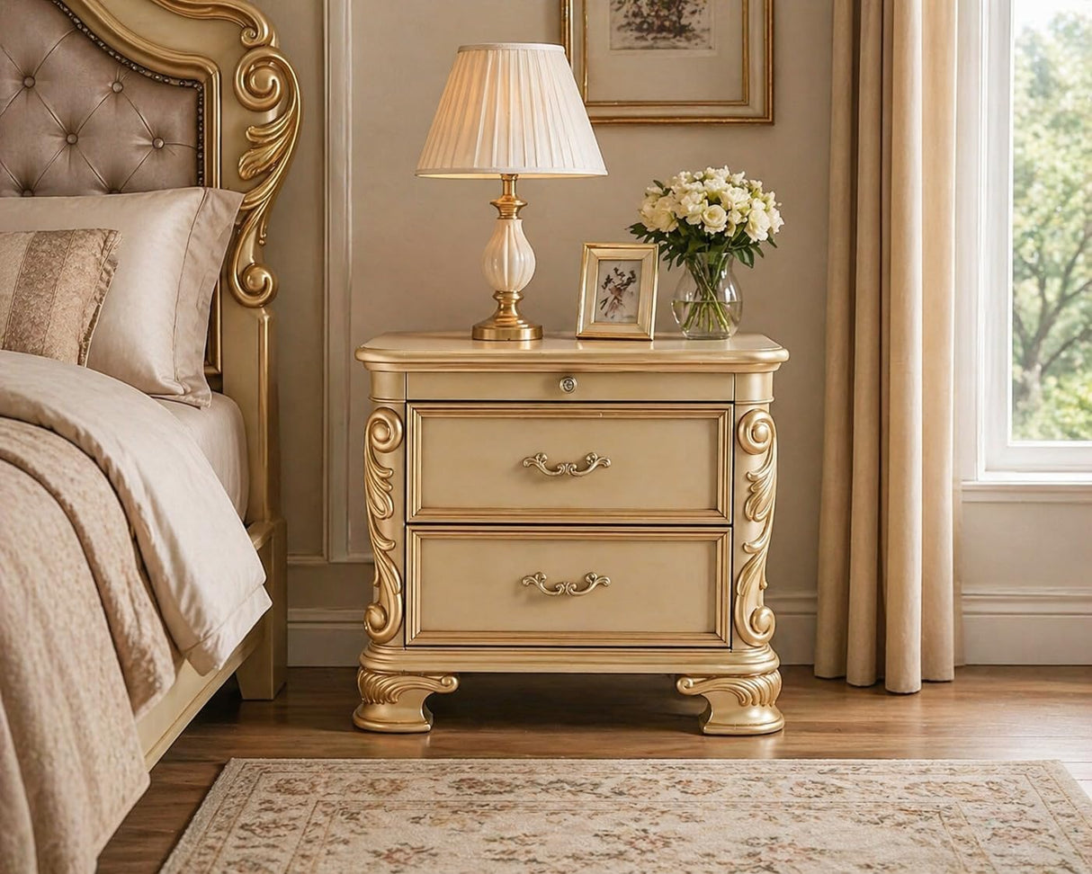Grand Traditional Miranda Ornate Gold Finished Master Bedroom Set