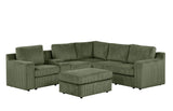 Solesse 9-Piece Contemporary Modular Sectional Sofa, Ridged 100% Polyester Upholstery in Green