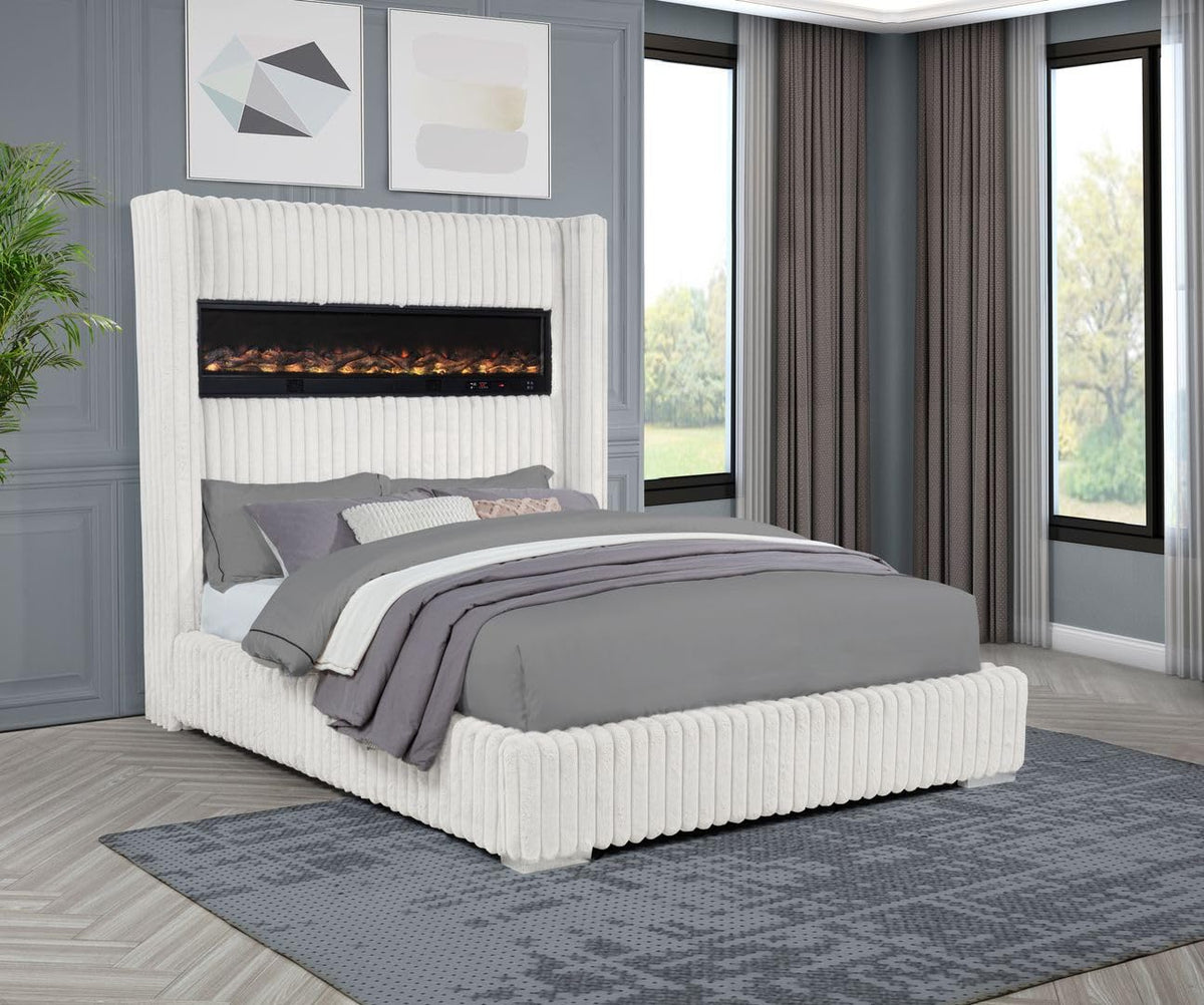 Uphoria Rabbit Velvet Modern Upholstered Queen Bed - front view