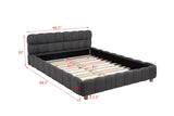 Ctoria Queen Burlap Bed Frame with 30" Curved Block-Style Headboard, Low Profile in Grey - side view