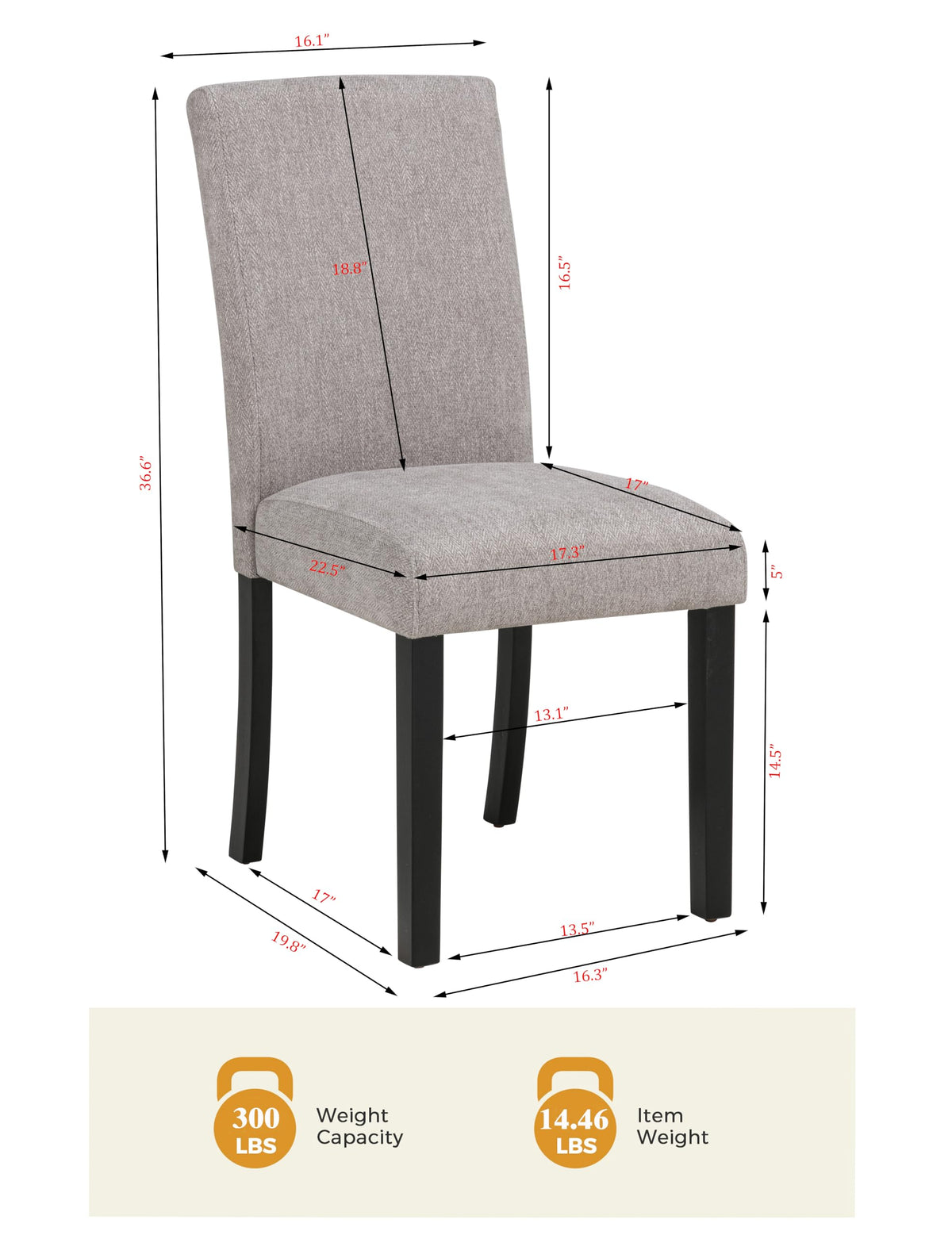Yvonne Transitional Upholstered Fabric Parson Dining Chairs - side view