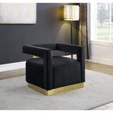 Hayes Tufted Modern Glam Velvet Accent Chair in Black - front view