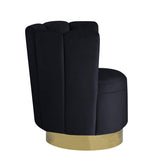 Modern Velvet New Swivel Accent Chair in Black - detail view - Black