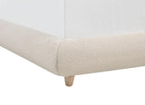 Cteris Queen Fleece Upholstered Bed Frame, Curved Side Rails and Footboard in Cream - side view