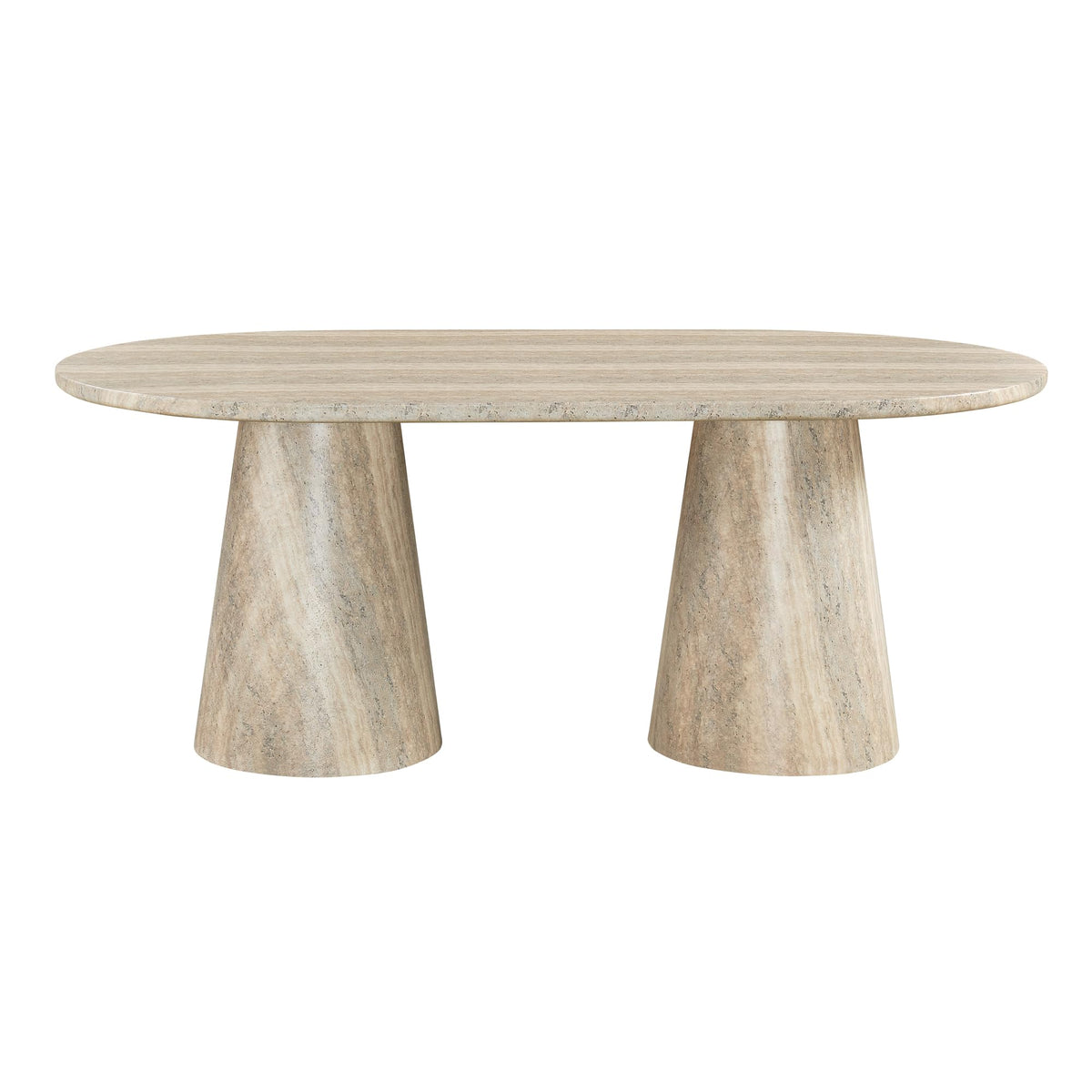 Vyn 78" Modern Oval Dining Table Concrete Tavertine Finish - angle view