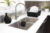 Umbra Saddle Sink Caddy – Flexible Rubber Kitchen Sink Sponge Holder & Dish Brush Organizer, Black