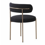 Dobby Contemporary Boucle Fabric Dining Chair with Gold Legs - detail view