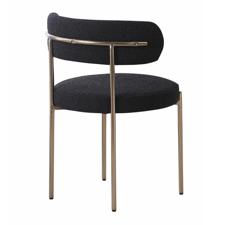 Dobby Contemporary Boucle Fabric Dining Chair with Gold Legs - detail view