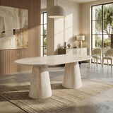 Vyn 78" Modern Oval Dining Table Concrete Tavertine Finish - front view