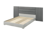 Velasca 83" Queen Bed Frame, Fabric Channel Tufted Headboard in Dark Gray/Light Gray - angle view