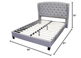 NewTufted with Wingback Platform Bed Grey King - front view - Grey