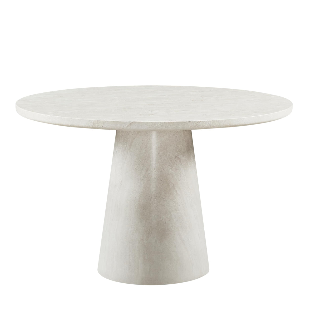 Vyn 48" Modern Round Dining Table Concrete Tavertine Finish