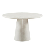 Vyn 48" Modern Round Dining Table Concrete Tavertine Finish