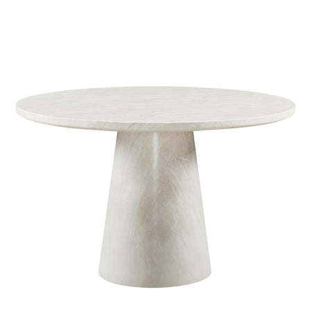 Vyn 48" Modern Round Dining Table Concrete Tavertine Finish