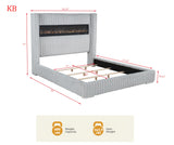 Uphoria Rabbit Velvet Modern Upholstered Eastern King Bed - side view - Gray