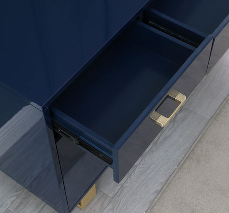 Modern Wood Sideboard in Navy - front view